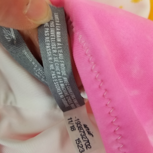 AERIE Pink Yellow Tie Dye T-Back 1 Piece Swimsuit - Picture 6 of 8